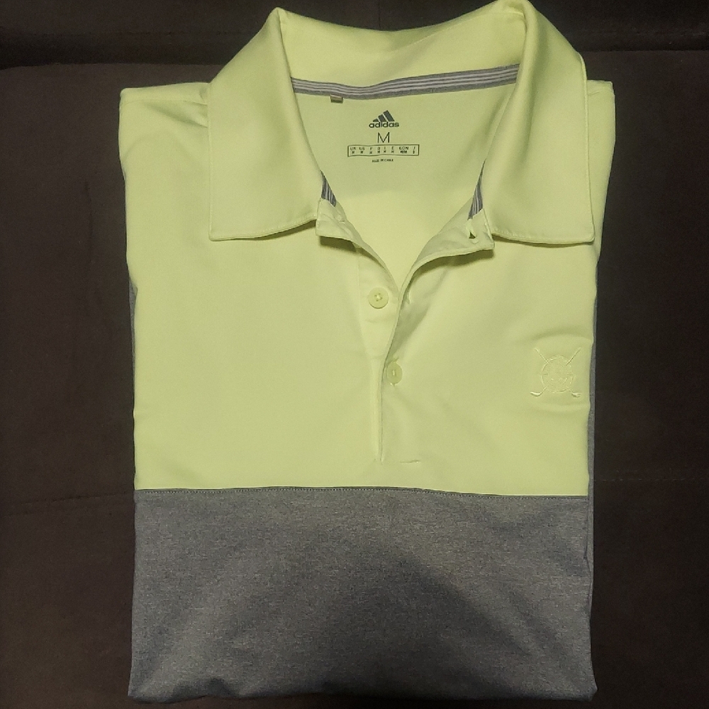 Adidas Men's Polo in Light Yellow and Gray